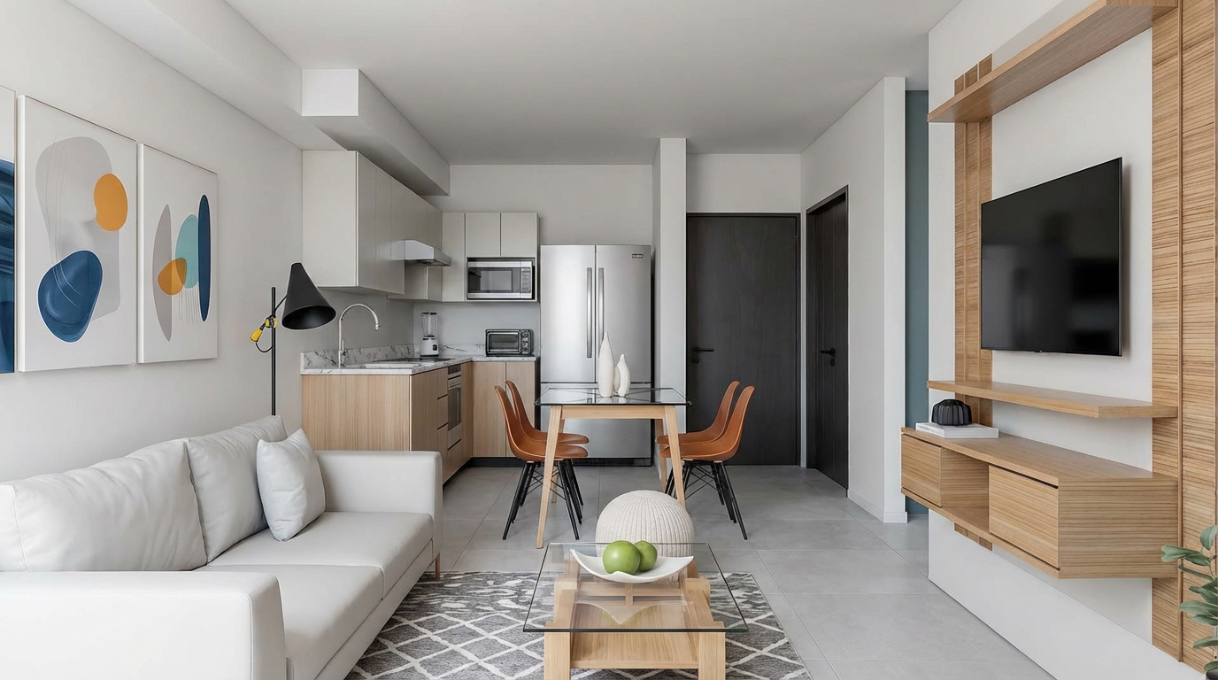 Diseño de interiores en Apartamento Santa Rosa con acabados modernos en Santa Tecla